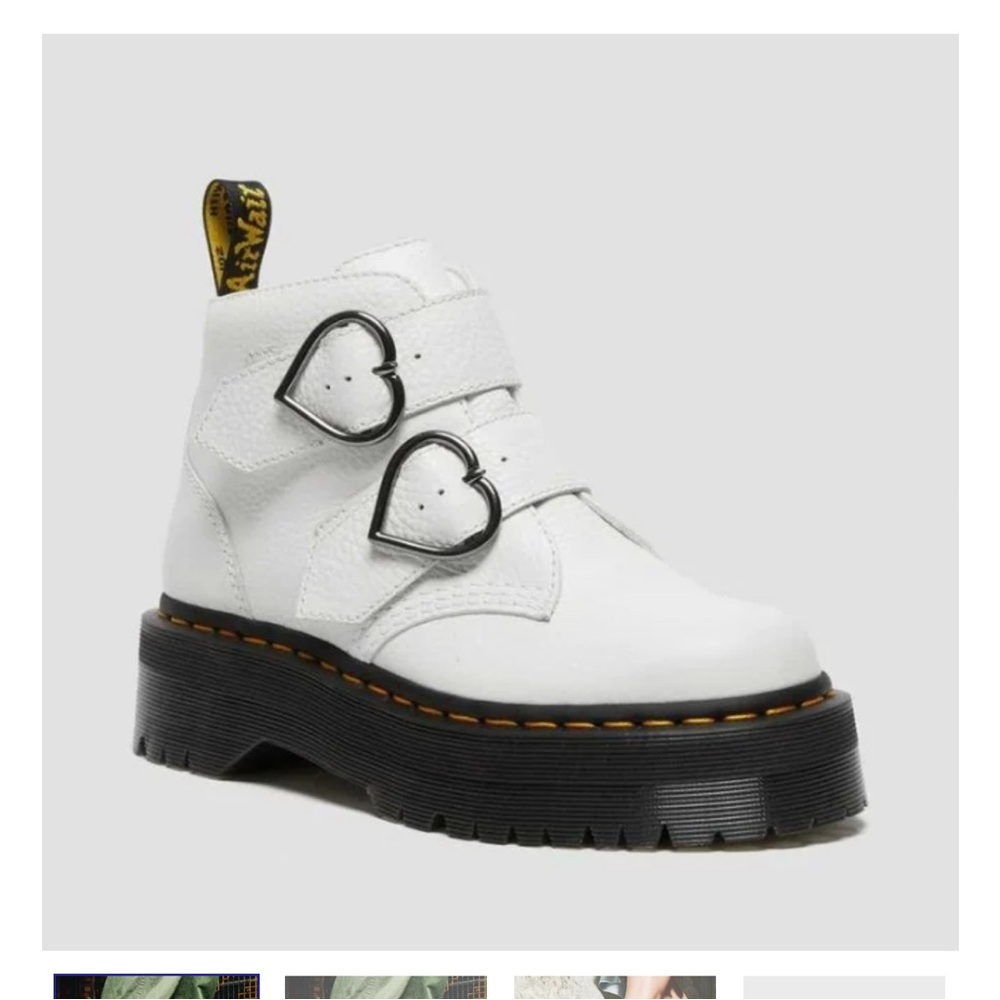 Doc marten White Platform Boots with Heart Buckles